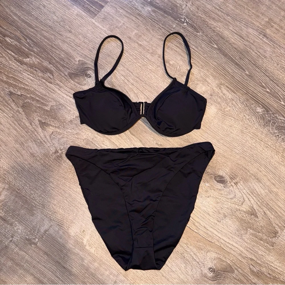 Good American bikini set show curve top better bottom black S/M (1/2) - Picture 3 of 15